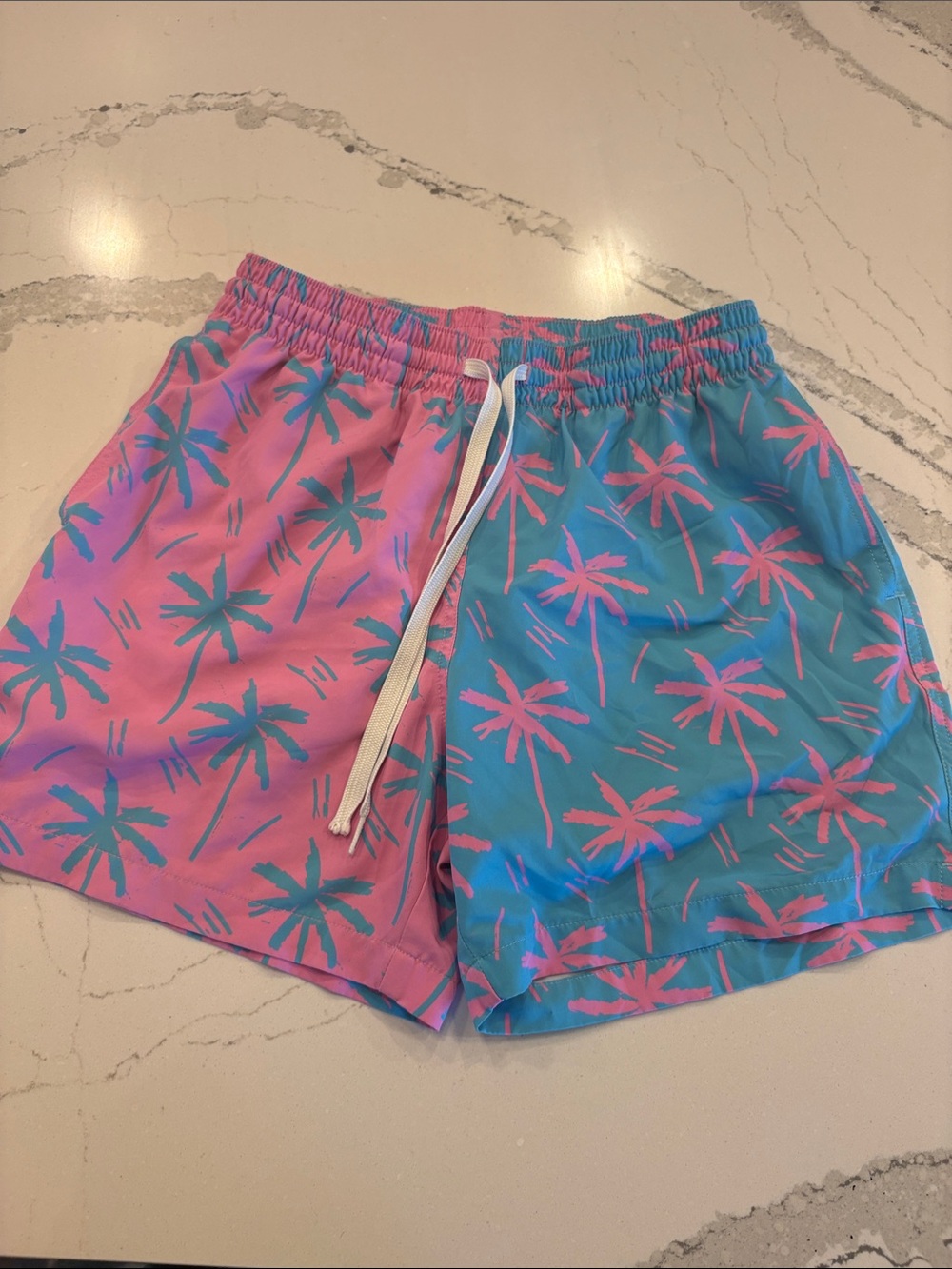 chubbies Pink & Teal Palm Print trunks